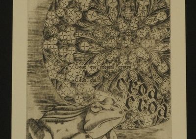 Estampe la grenouille. Gravure sur cuivre d'après une phrase du dîner de têtes de Jaques Prévert. Gravée et imprimée à la main. Chaque impression est unique et numérotée.